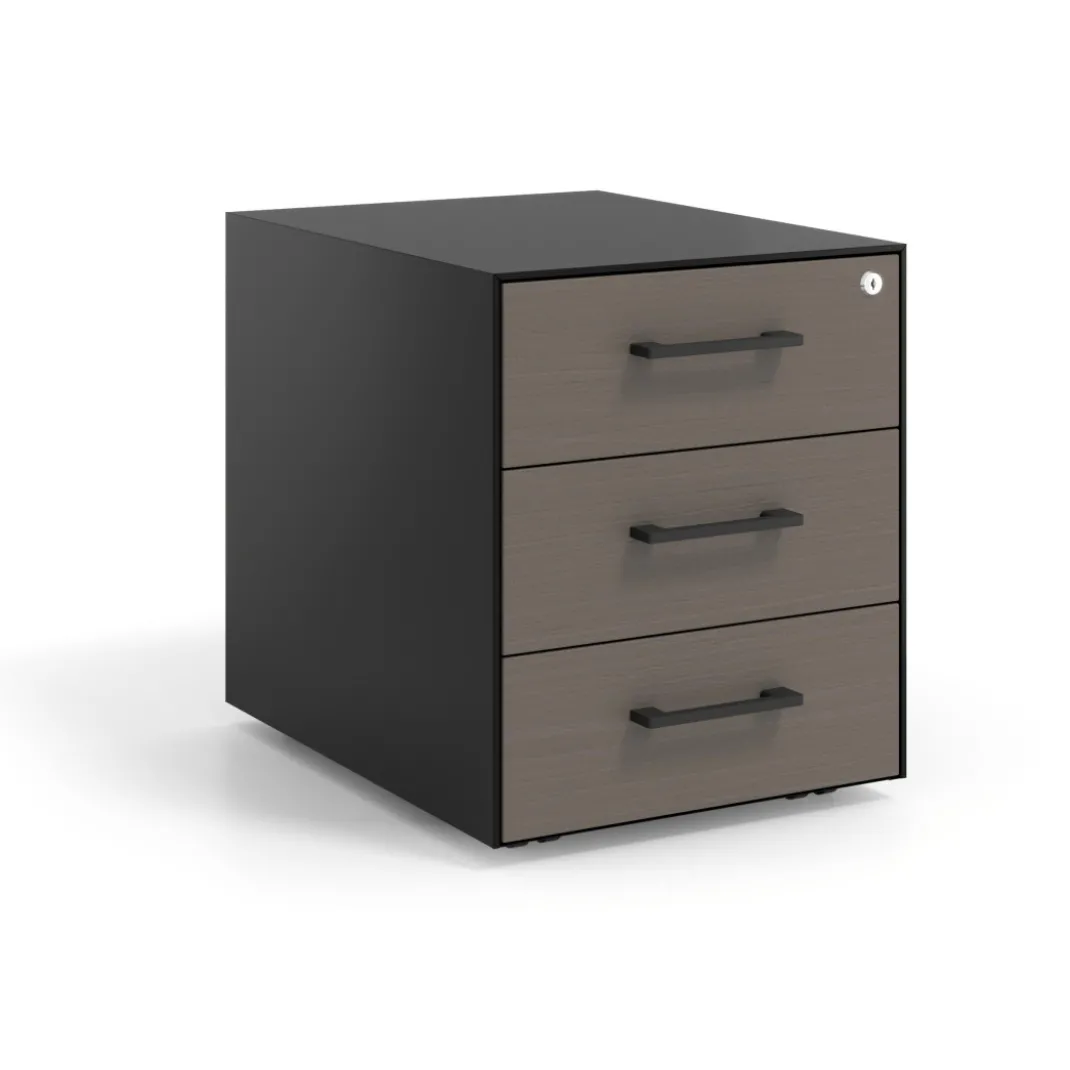 Cajonera de oficina Strong 3 cajones estructura negra frontales melamina