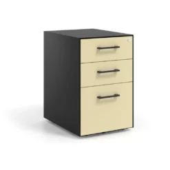 Cajonera de oficina Strong 2 cajones + archivo estructura negra frontales melamina