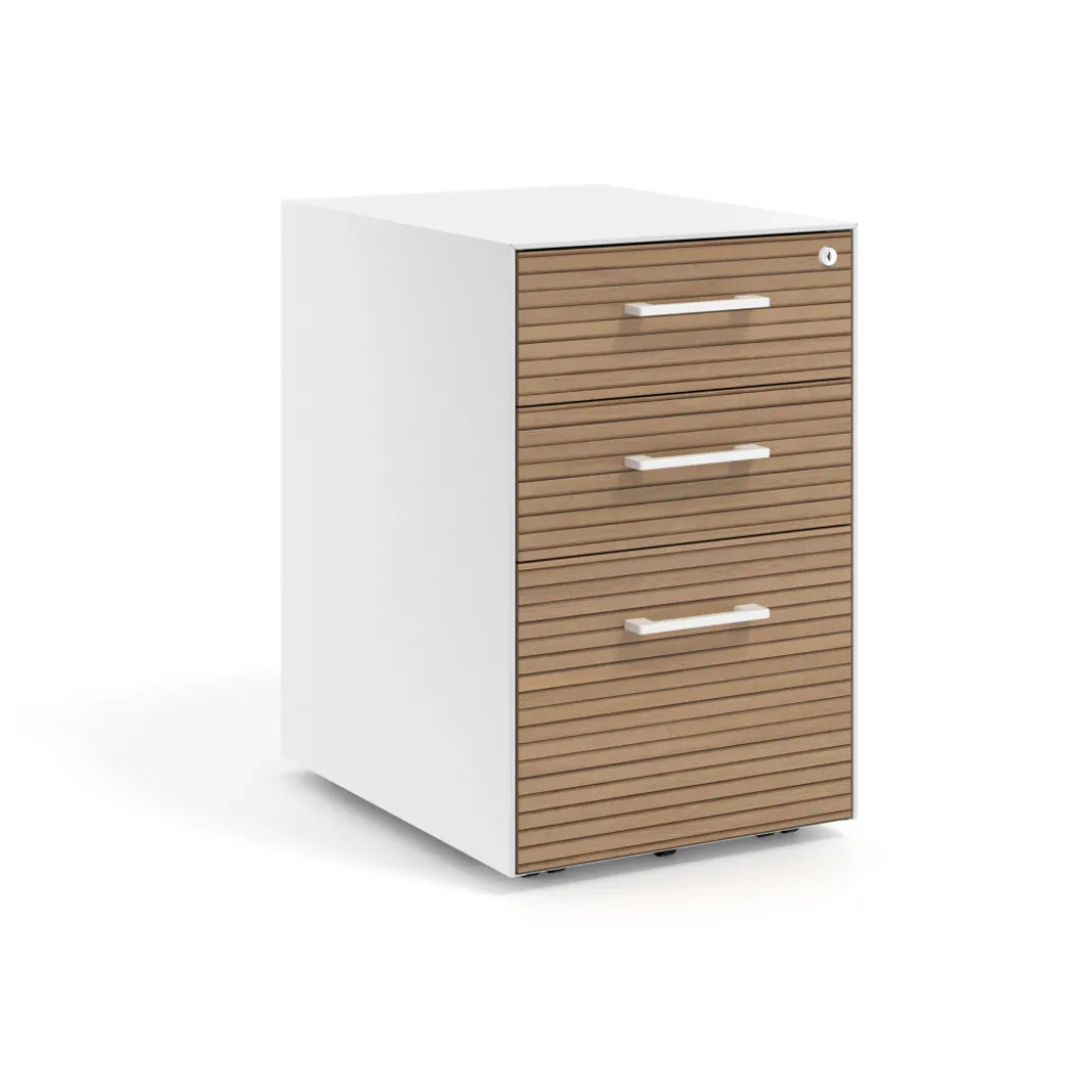 Cajonera de oficina Strong 2 cajones + archivo estructura blanca frontales melamina