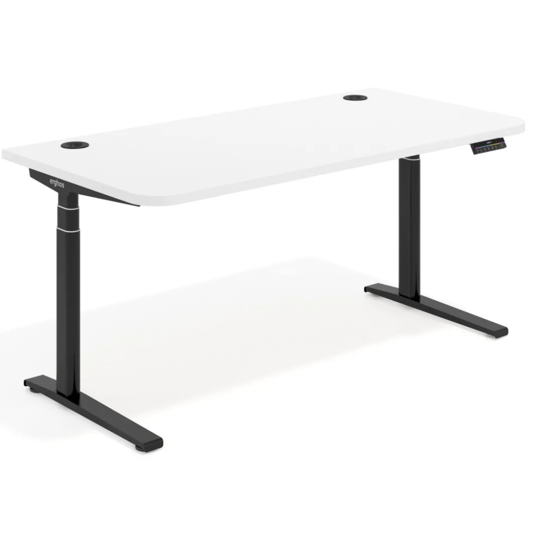 Escritorio Elevable Erghos Axis estructura negra 2 cantos curvos