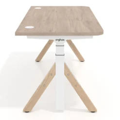 Escritorio Elevable Erghos Alpha estructura de madera 2 cantos curvos