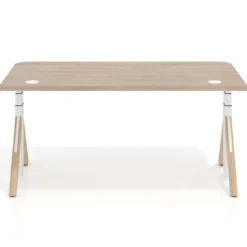 Escritorio Elevable Erghos Alpha estructura de madera 2 cantos curvos