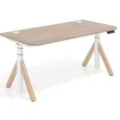 Escritorio Elevable Erghos Alpha estructura de madera 2 cantos curvos