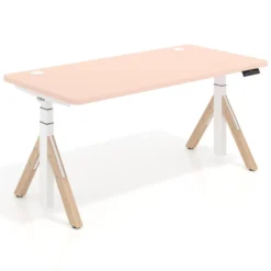 Escritorio Elevable Erghos Alpha estructura de madera 4 cantos curvos