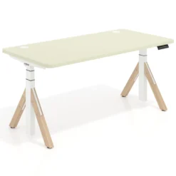 Escritorio Elevable Erghos Alpha estructura de madera 4 cantos curvos