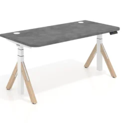 Escritorio Elevable Erghos Alpha estructura de madera 2 cantos curvos