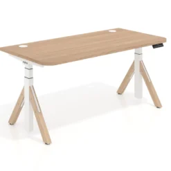 Escritorio Elevable Erghos Alpha estructura de madera 2 cantos curvos