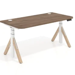 Escritorio Elevable Erghos Alpha estructura de madera 2 cantos curvos