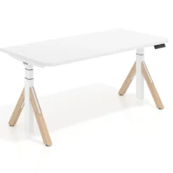 Escritorio Elevable Erghos Alpha estructura de madera 2 cantos curvos