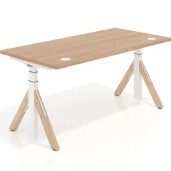 Escritorio Elevable Erghos Alpha estructura de madera 2 cantos curvos
