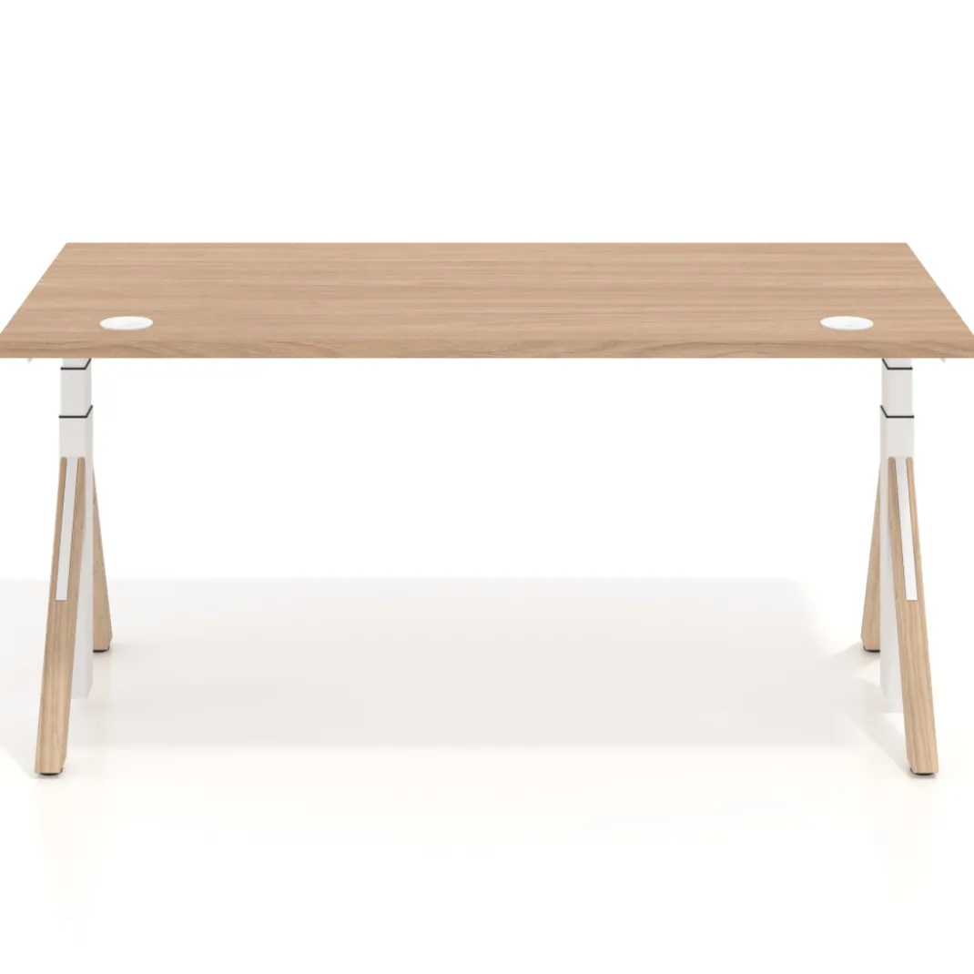 Escritorio Elevable Erghos Alpha estructura de madera 2 cantos curvos