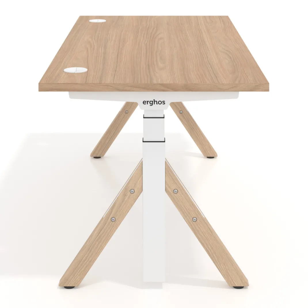 Escritorio Elevable Erghos Alpha estructura de madera 2 cantos curvos