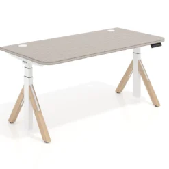 Escritorio Elevable Erghos Alpha estructura de madera 2 cantos curvos