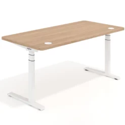 Escritorio Elevable Erghos Alpha estructura de madera 2 cantos curvos