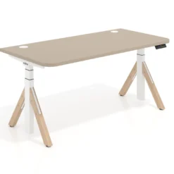 Escritorio Elevable Erghos Alpha estructura de madera 2 cantos curvos