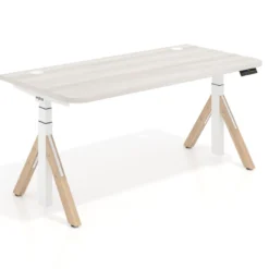 Escritorio Elevable Erghos Alpha estructura de madera 2 cantos curvos