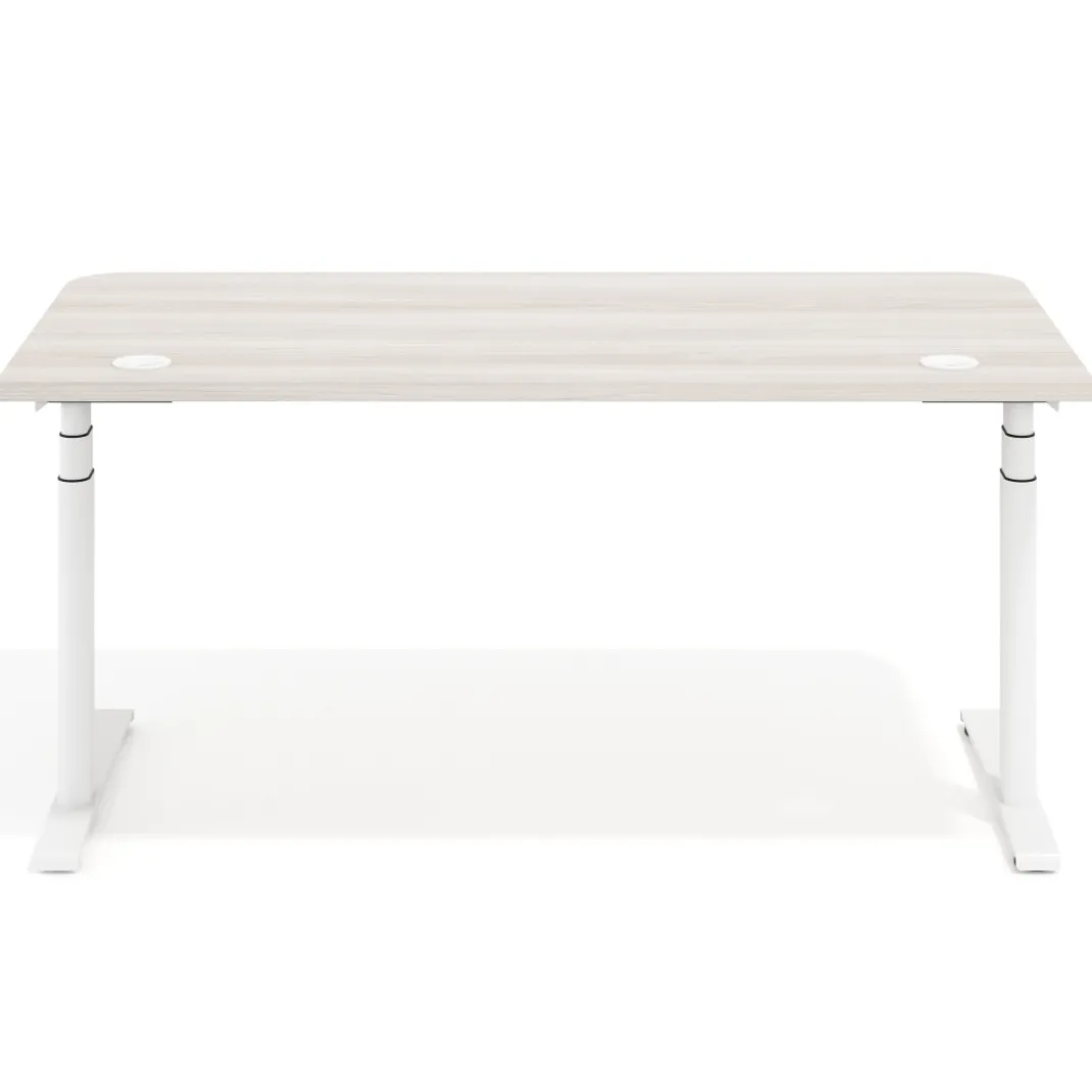 Escritorio Elevable Erghos Alpha estructura de madera 2 cantos curvos