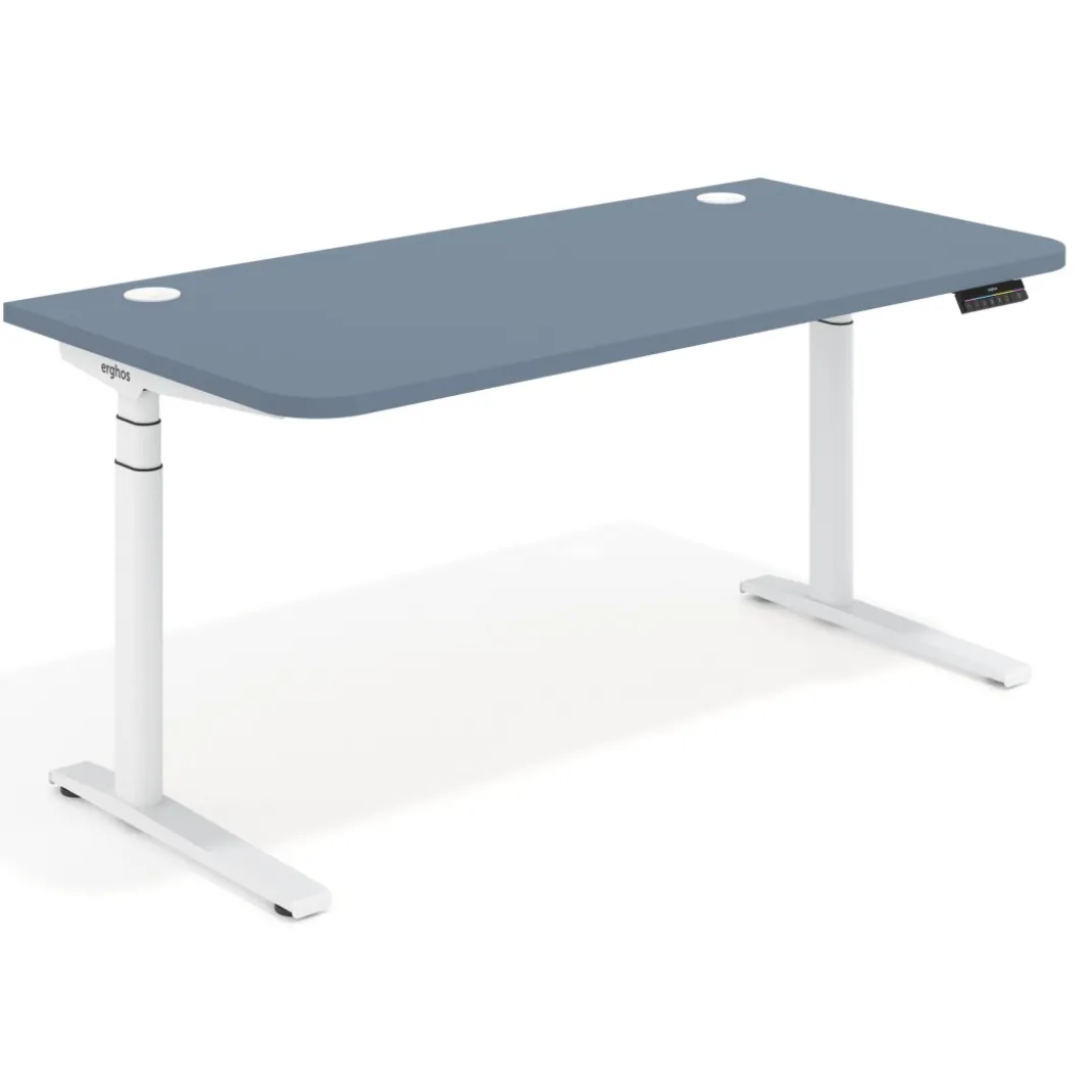 Escritorio Elevable Erghos Alpha estructura de madera 2 cantos curvos