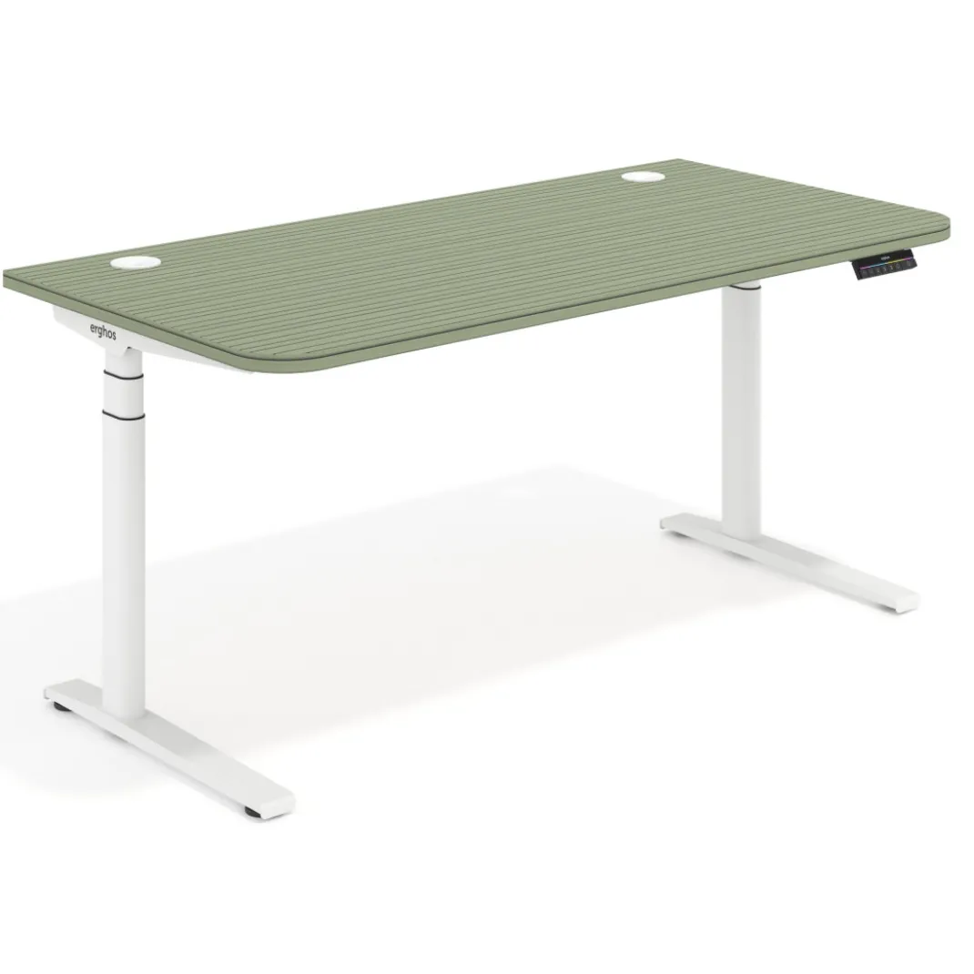 Escritorio Elevable Erghos Alpha estructura de madera 2 cantos curvos