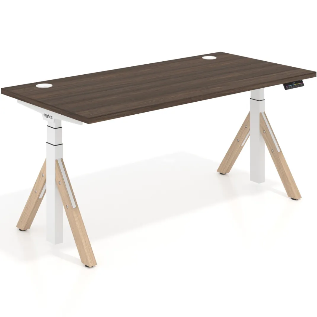 Escritorio Elevable Erghos Alpha estructura de madera canto recto