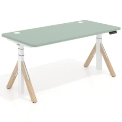 Escritorio Elevable Erghos Alpha estructura de madera 2 cantos curvos