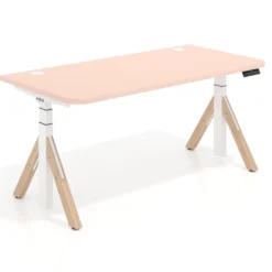 Escritorio Elevable Erghos Alpha estructura de madera 2 cantos curvos