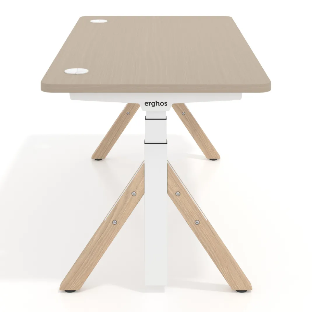 Escritorio Elevable Erghos Alpha estructura de madera canto recto