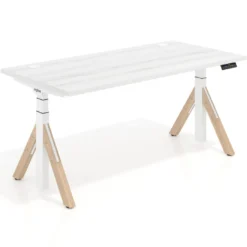 Escritorio Elevable Erghos Alpha estructura de madera canto recto