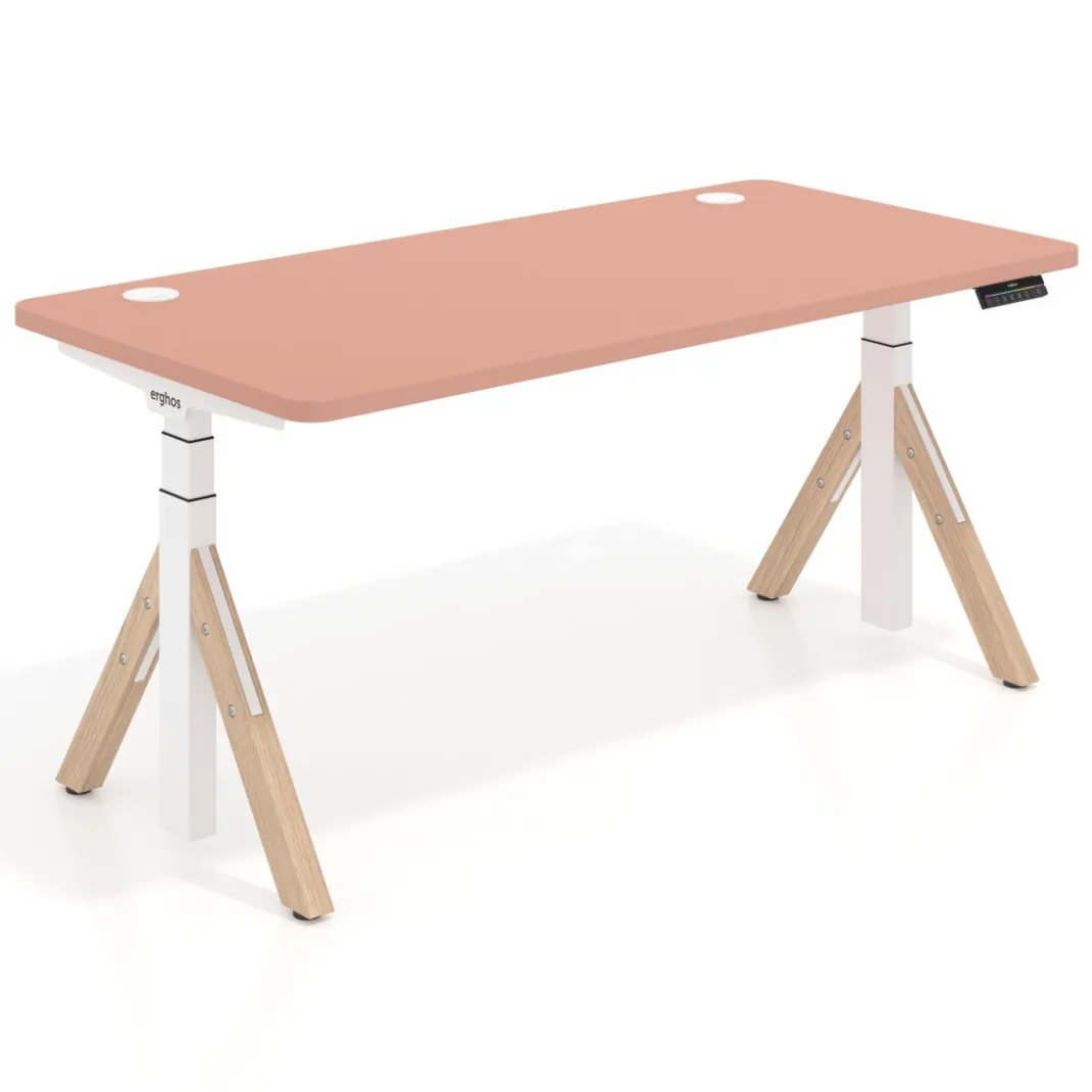 Escritorio Elevable Erghos Alpha estructura de madera 4 cantos curvos