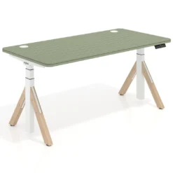 Escritorio Elevable Erghos Alpha estructura de madera 4 cantos curvos