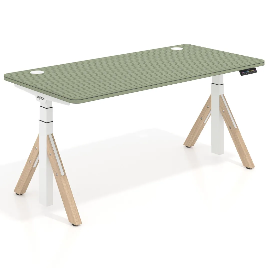 Escritorio Elevable Erghos Alpha estructura de madera 4 cantos curvos