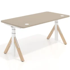 Escritorio Elevable Erghos Alpha estructura de madera 4 cantos curvos
