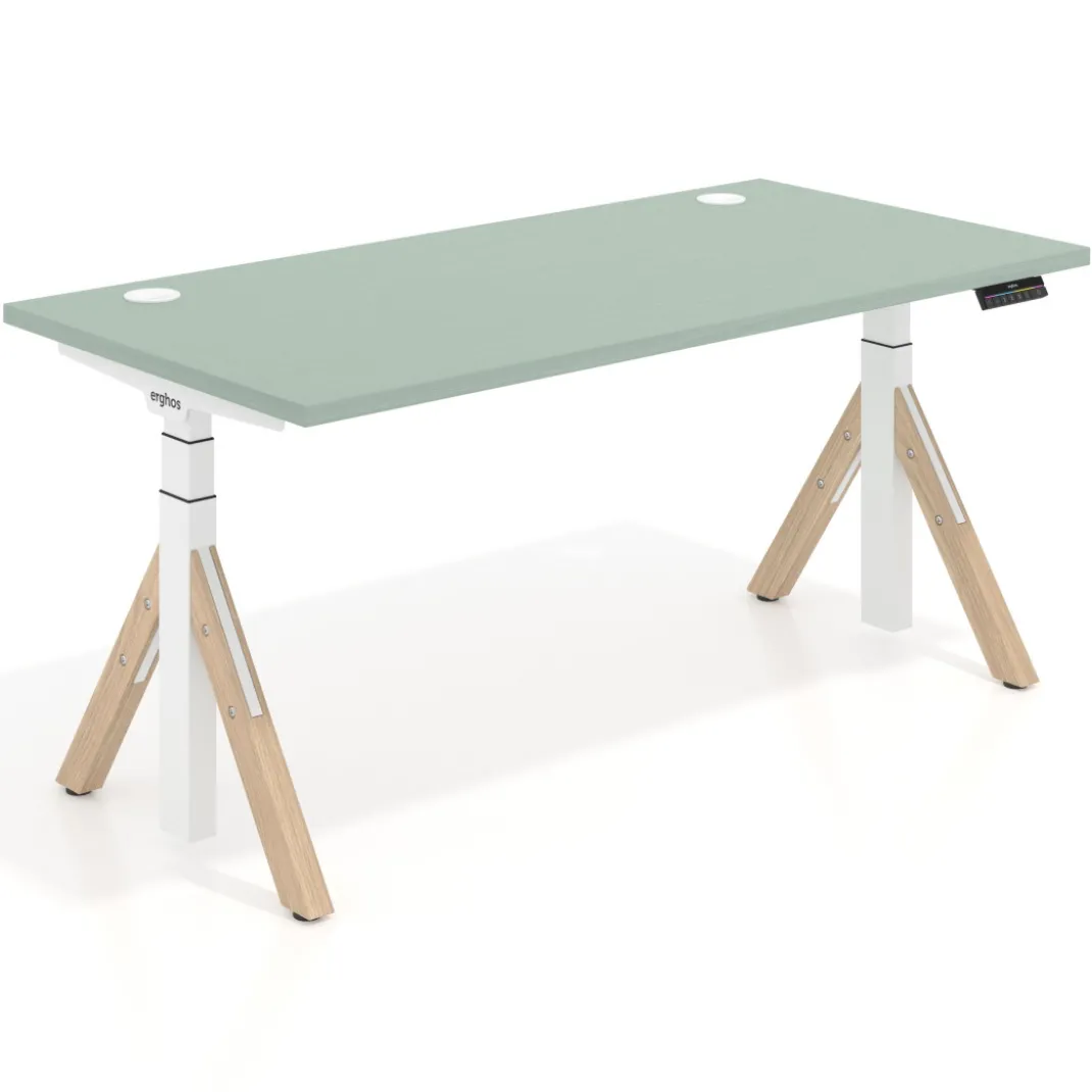 Escritorio Elevable Erghos Alpha estructura de madera canto recto