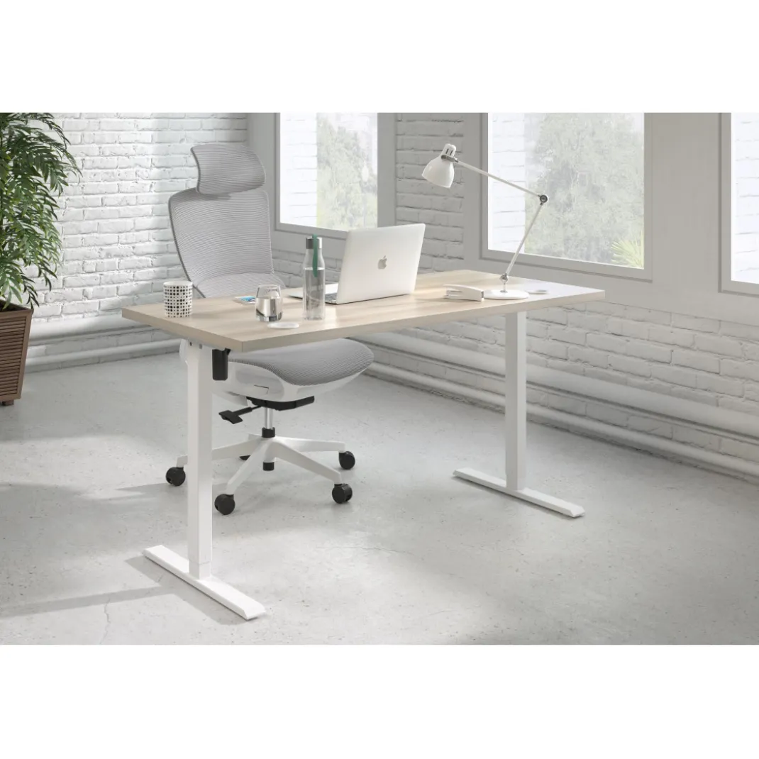 Escritorio Elevable Erghos Basic estructura blanca canto recto