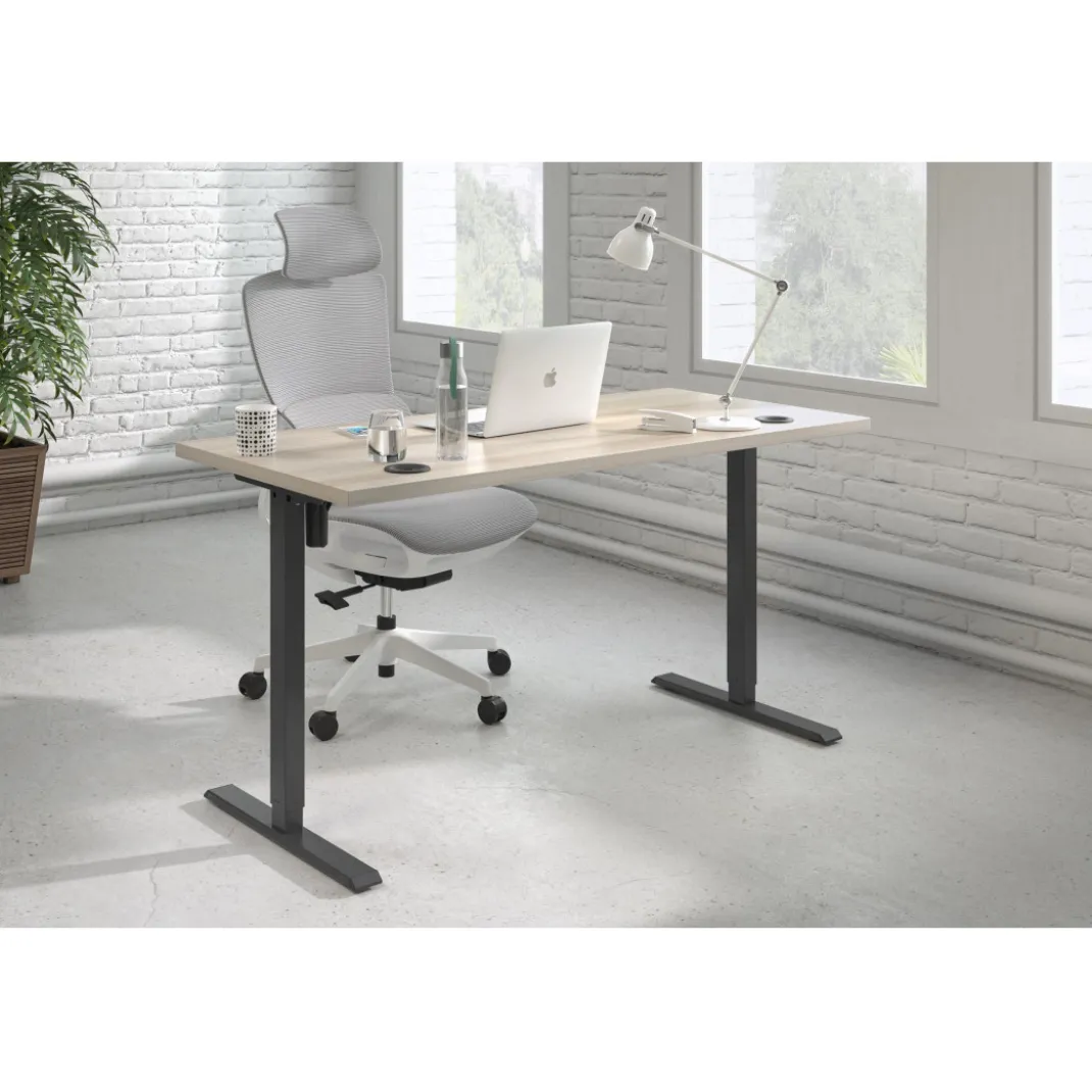 Escritorio Elevable Erghos Basic estructura negro canto recto