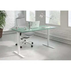 Escritorio Elevable Erghos Basic estructura blanca canto recto