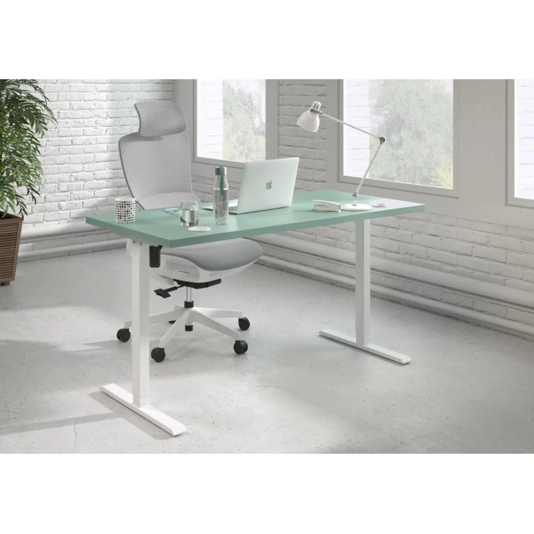 Escritorio Elevable Erghos Basic estructura blanca canto recto