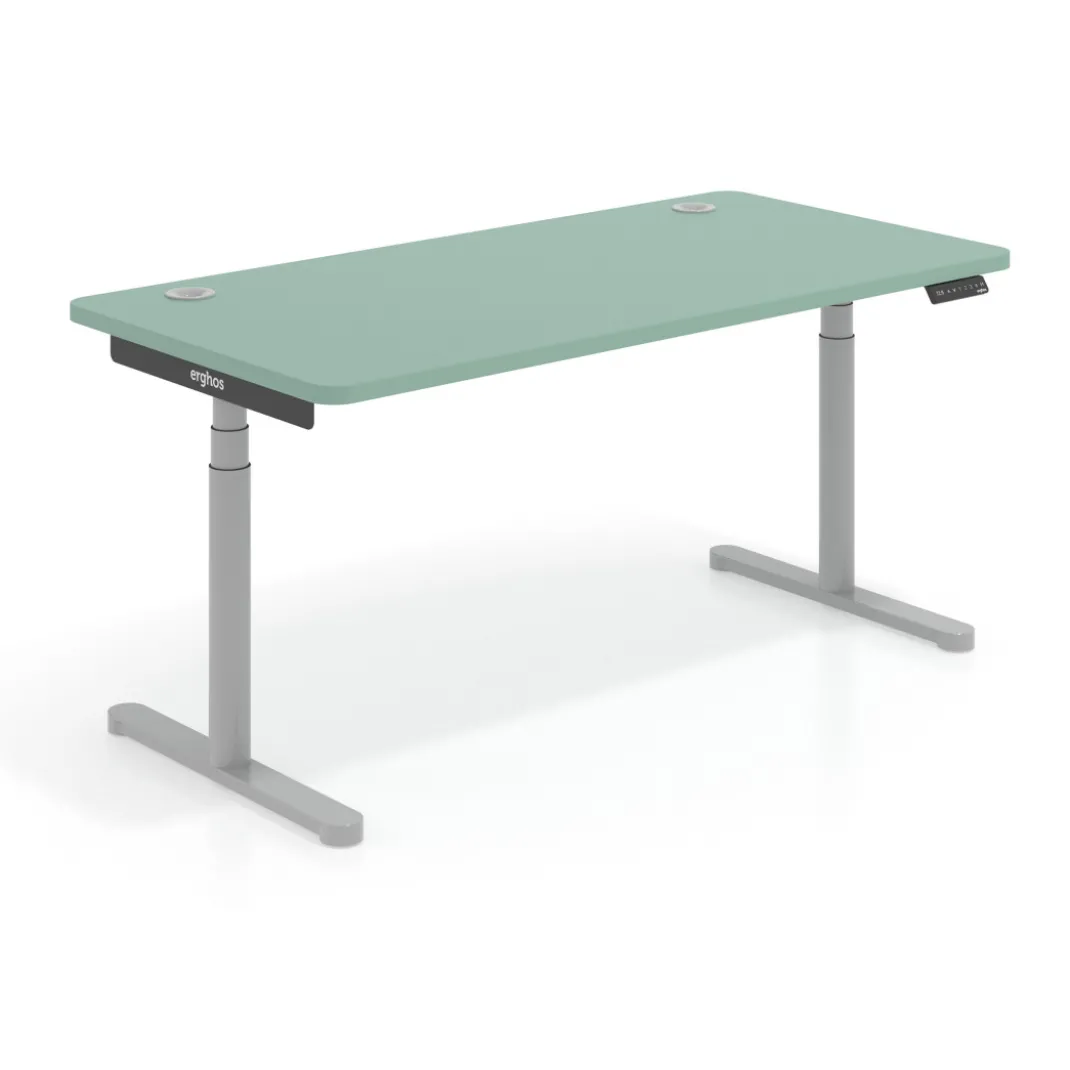 Escritorio Elevable Erghos Core estructura aluminio canto curvo