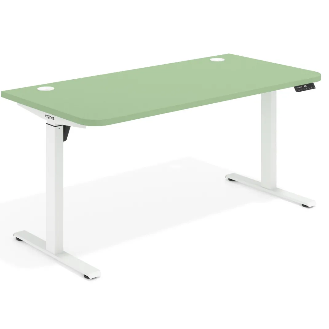 Escritorio Elevable Erghos Motion estructura blanca 2 cantos curvos