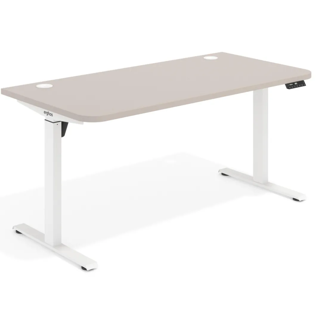 Escritorio Elevable Erghos Motion estructura blanca 2 cantos curvos