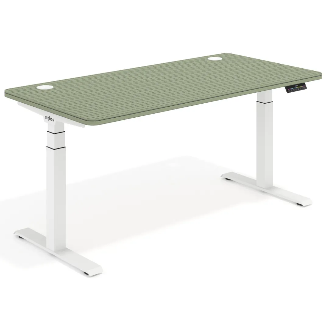 Escritorio Elevable Erghos Motion Pro estructura blanca 4 cantos curvos