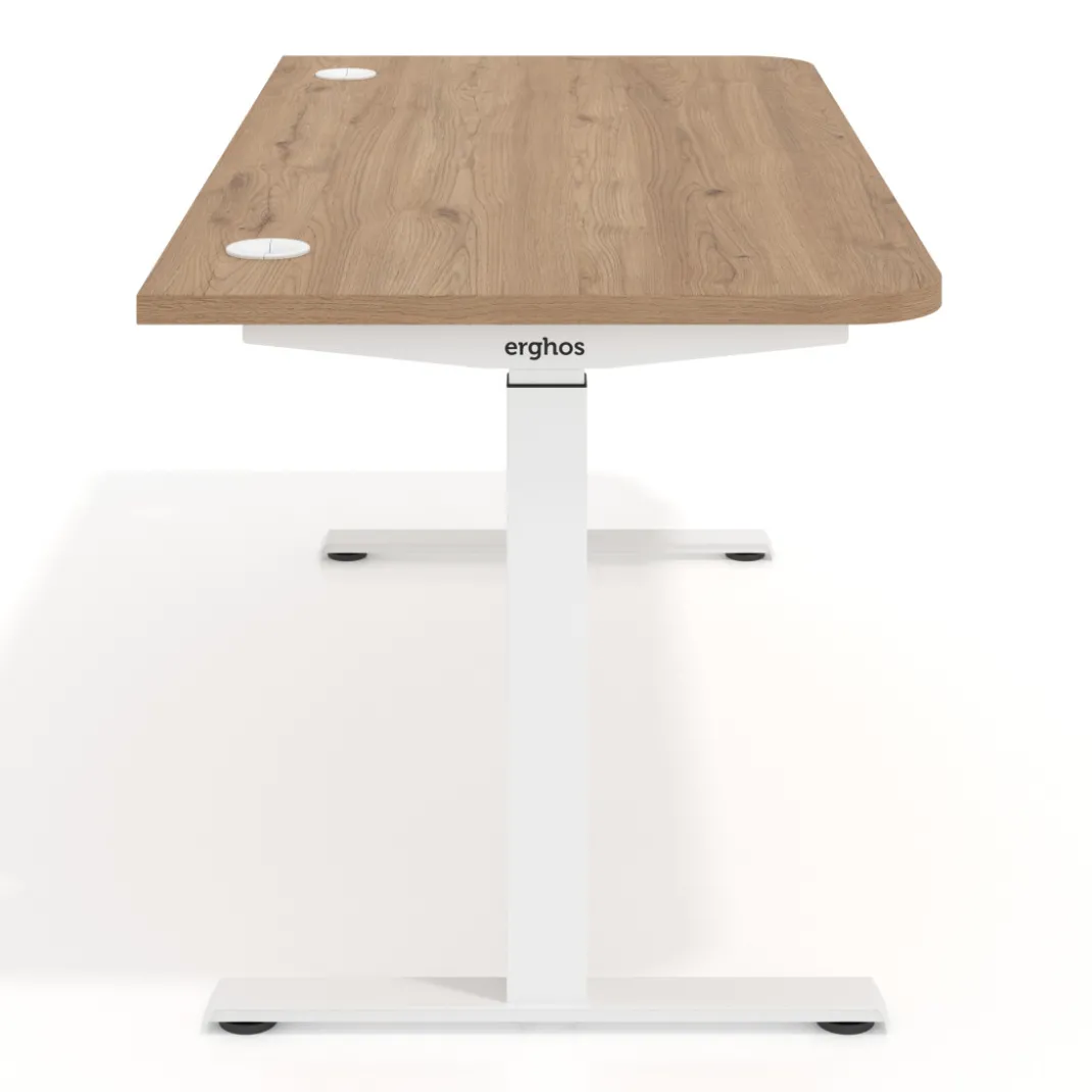 Escritorio Elevable Erghos Motion Pro estructura blanca 4 cantos curvos