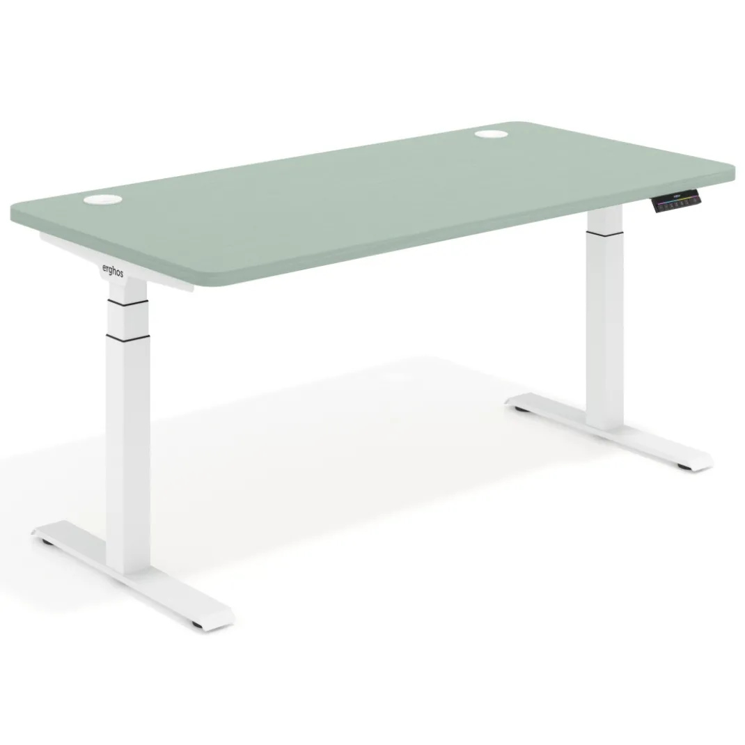 Escritorio Elevable Erghos Motion Pro estructura blanca 4 cantos curvos