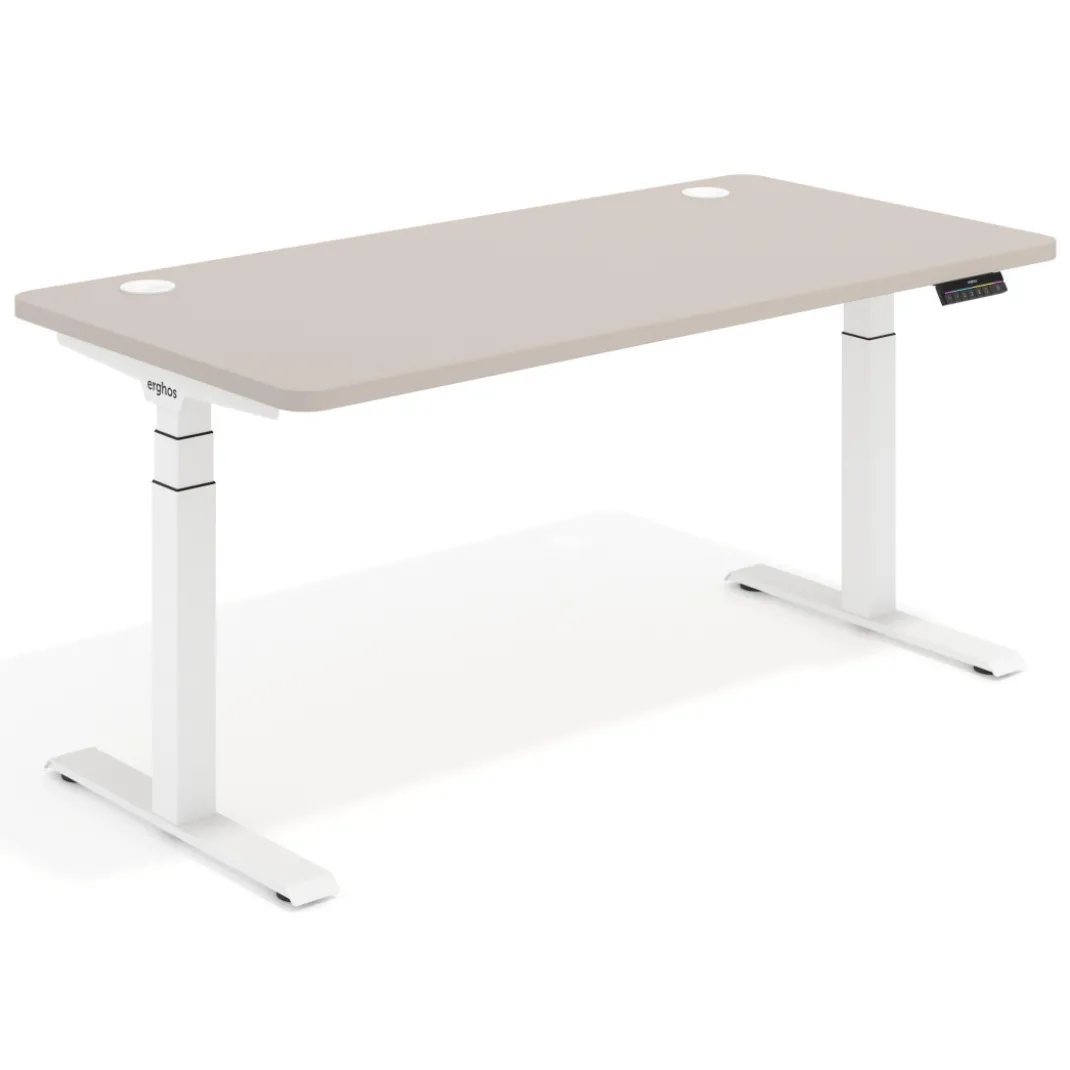 Escritorio Elevable Erghos Motion estructura blanca 4 cantos curvos