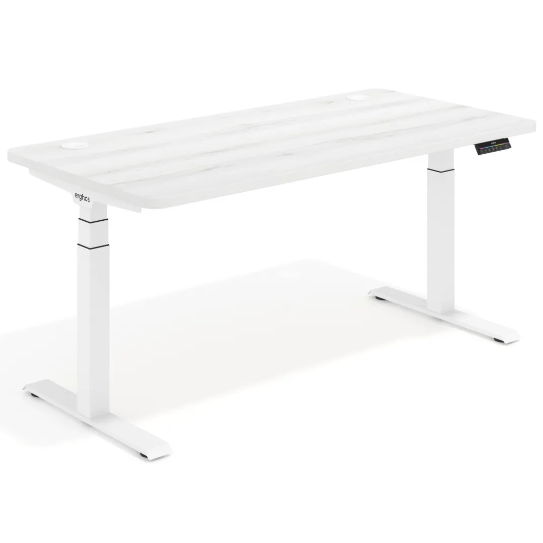 Escritorio Elevable Erghos Motion estructura blanca 4 cantos curvos