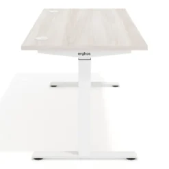 Escritorio Elevable Erghos Motion Pro estructura blanca 2 cantos curvos