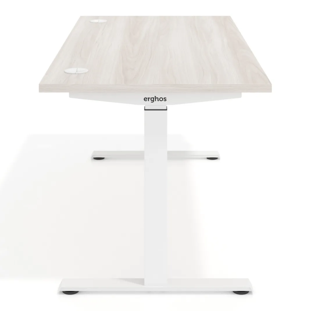 Escritorio Elevable Erghos Motion Pro estructura blanca 2 cantos curvos