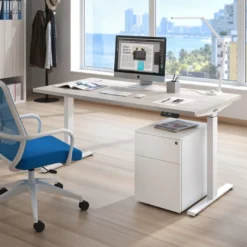 Escritorio Elevable Erghos Motion Pro estructura blanca 2 cantos curvos