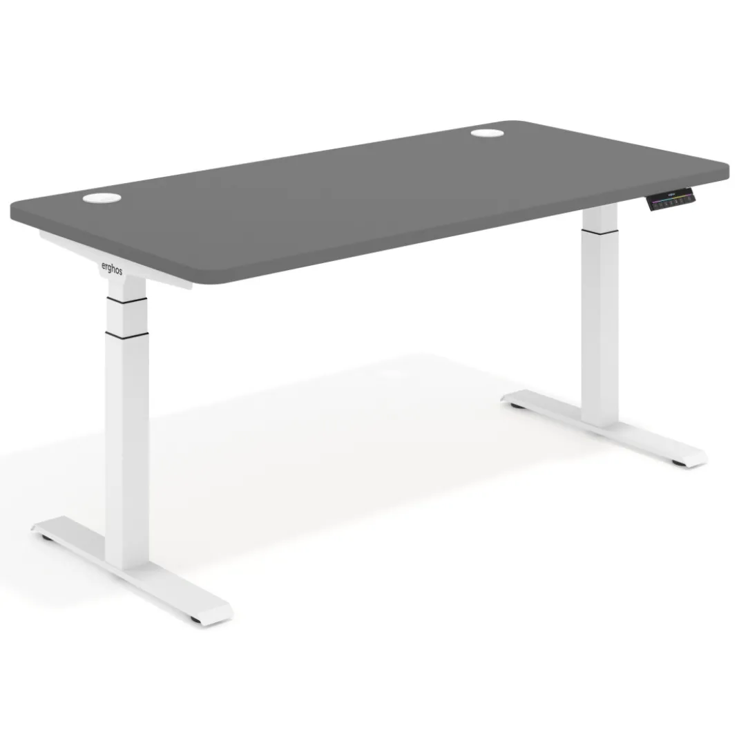Escritorio Elevable Erghos Motion Pro estructura blanca 2 cantos curvos