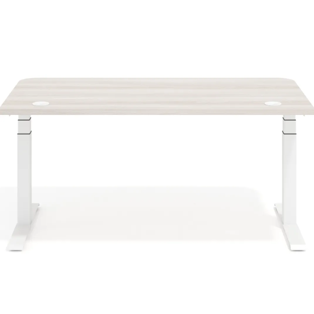 Escritorio Elevable Erghos Motion Pro estructura blanca 2 cantos curvos